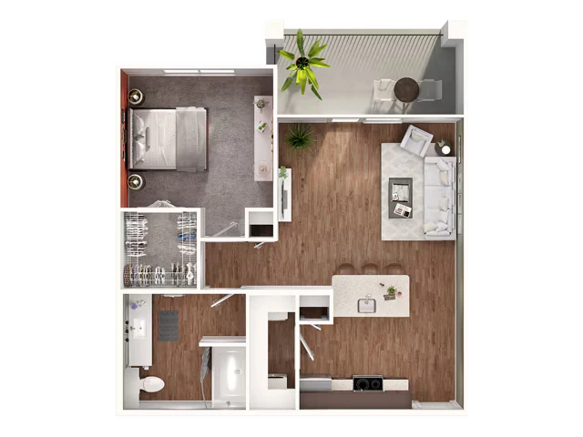 1 Bed, 1 Bath C (140% Income Restricted) 13102 floor plan